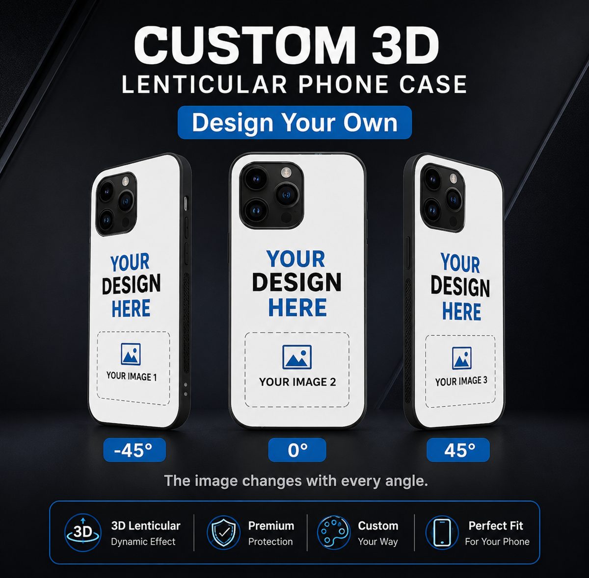 Custom 3D lenticular phone case — design changes from every angle